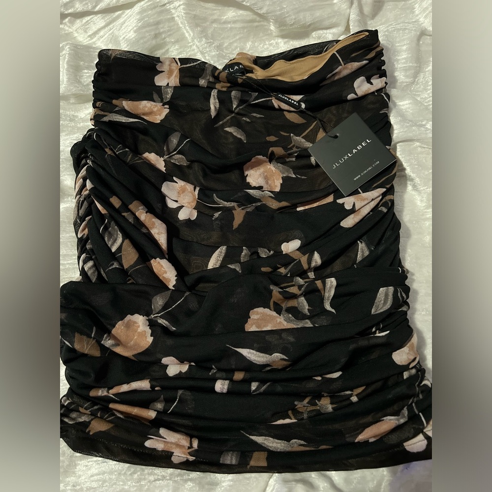 BLACK FLORAL DELILAH MESH SKIRT
